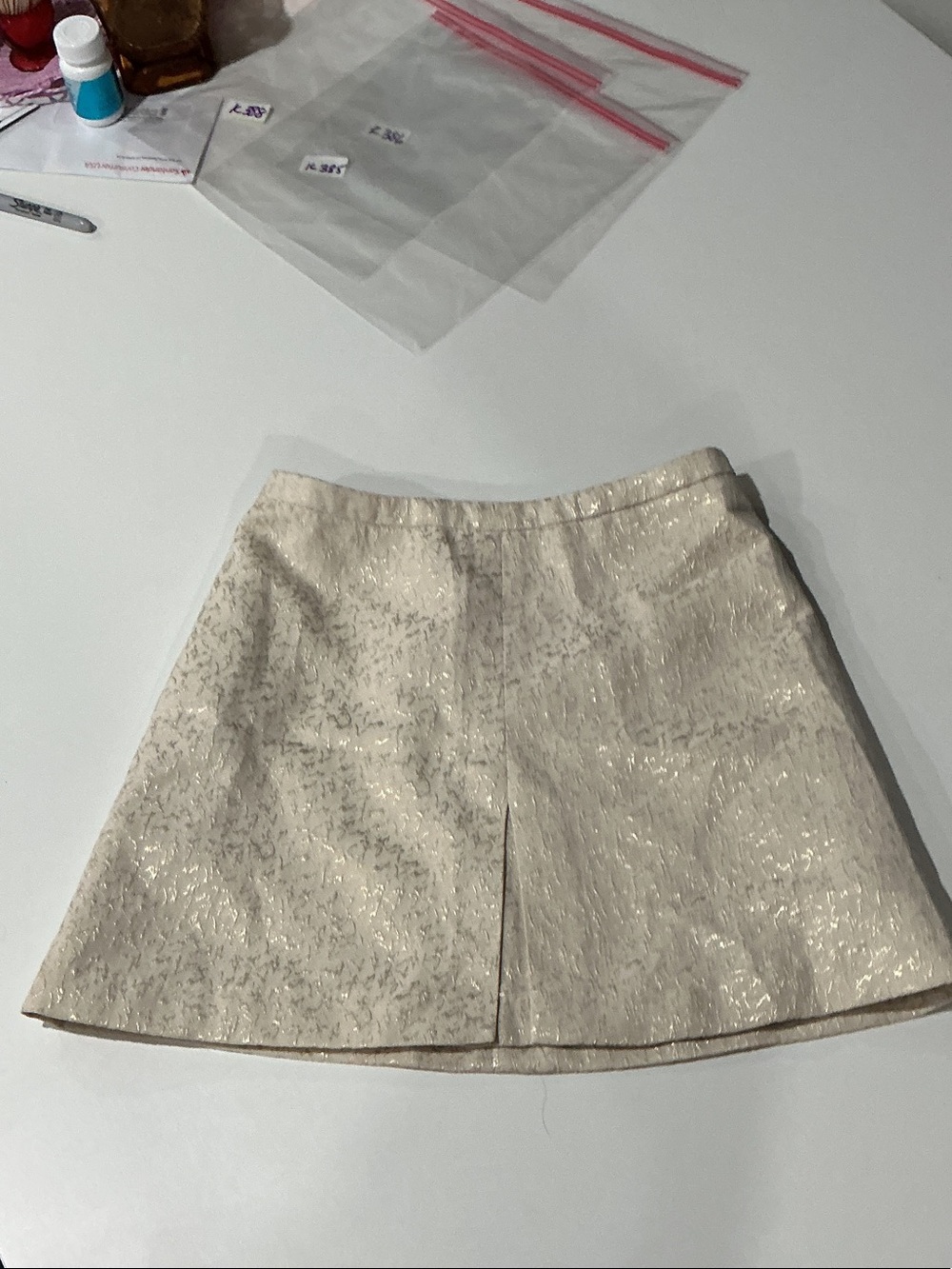 H&M Metallic Cream Mini Skirt